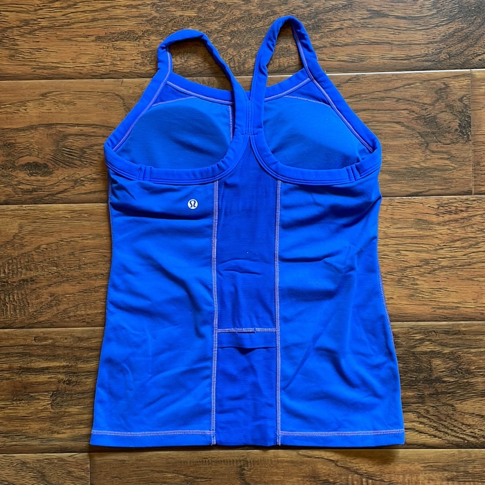 Lululemon blue workout tank with built in bra - Picture 2 of 4